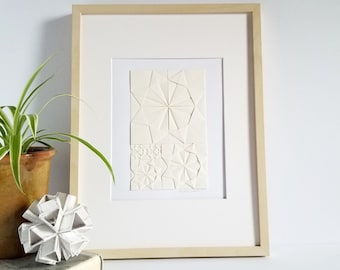 Ivory Paper Collage Art - Origami Sketch No2 - Original Modern Minimalist Art - Paper Anniversary Gift