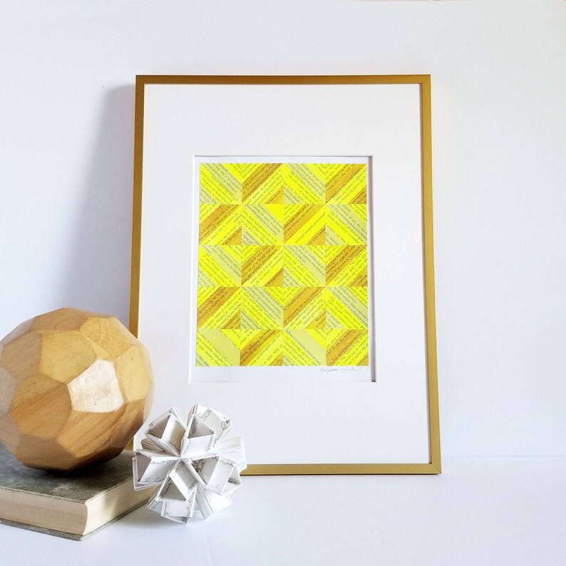 Gold Mosaic Tile Art Book Paper Collage Art Story Etsy