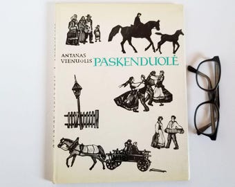 Woodcut Art Book - Antanas Vienuolis - Vintage Lithuanian Illustrated Hardcover - Paskenduolė