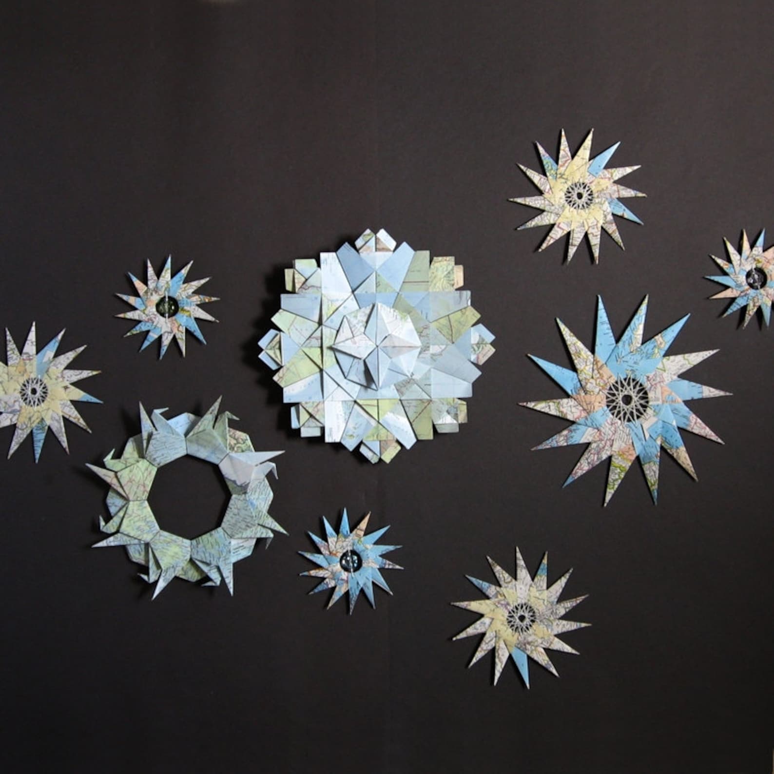 Map Paper Wall Sculpture - 7