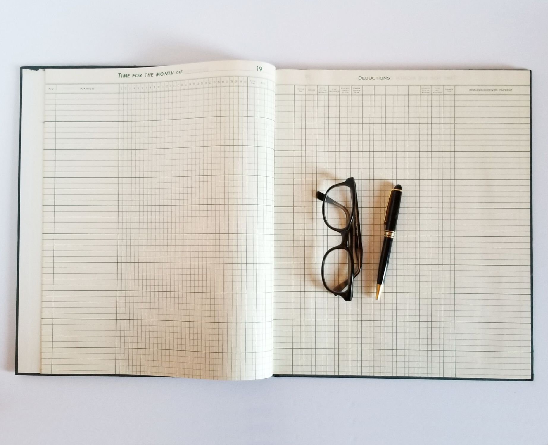 Monthly Time Book Unused Green Ledger Book Vintage Etsy