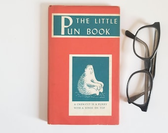 The Little Pun Book - Vintage Illustrated Hardcover Book - Peter Pauper Press - Red and White Art