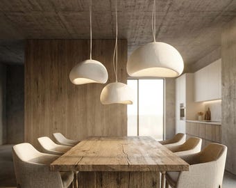 Wabi-Sabi Pendant Light | Matte Dome Ceiling Lamp | Japandi Minimalist Lighting | Nordic Hanging Light Fixture | Dining Room Decor
