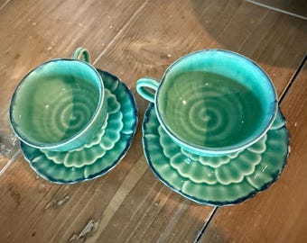 Vintage Pottery Barn Lotus Flower teacup and saucer set, Vintage Teacup, Pottery Barn, Lotus Flowers