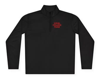 Local College Team Quarter-Zip Pullover | Small Chest Logo, Athletic Wear