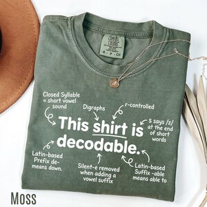 The Shirt Is Decodable Shirt, Funny Reading Teacher Tee, Comfort Colors Literacy Phonics T-Shirt, Back to School Teacher Gift