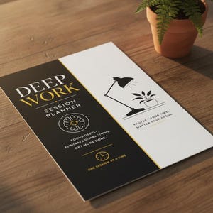 Deep Work Session Planner, Focus Tracker, Productivity Template (PDF, PNG)