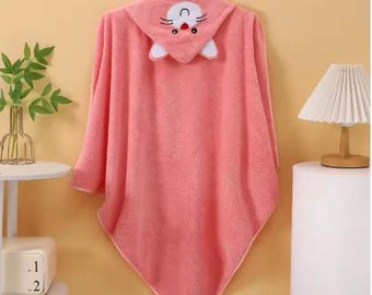 Serviette bébé en microfibre corail, douce et absorbante, idéale bain, plage, piscine ou couverture, 0-3 ans. Cadeau parfait.
