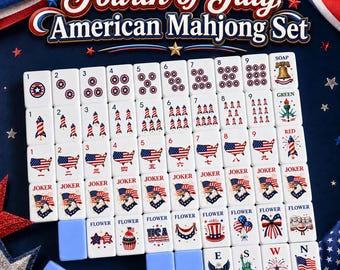 American Patriotic Mahjong Set, Fourth of July Mahjong Tiles, UV Print Custom Mahjong Set