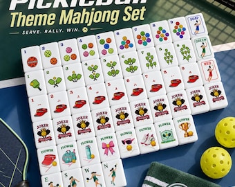 Pickleball Mahjong Tiles Set, Personalization UV Print Pickleball Gift for Mom, Sister, Game Night Friends