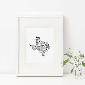 Texas Wildflower Digital Print, Hand Drawn Illustration