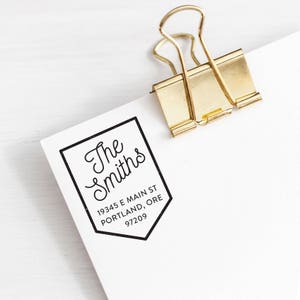 Custom Address Stamp, Self Ink Return Address Stamp, Personalized Address Stamp, Modern Outline Banner Style