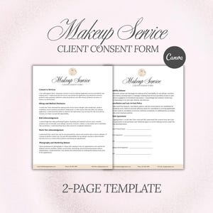 Makeup Artist Templates | Makeup Consent Forms | Canva Editable Consent Form | Makeup Artist Form | Freelance Makeup Artist Contract