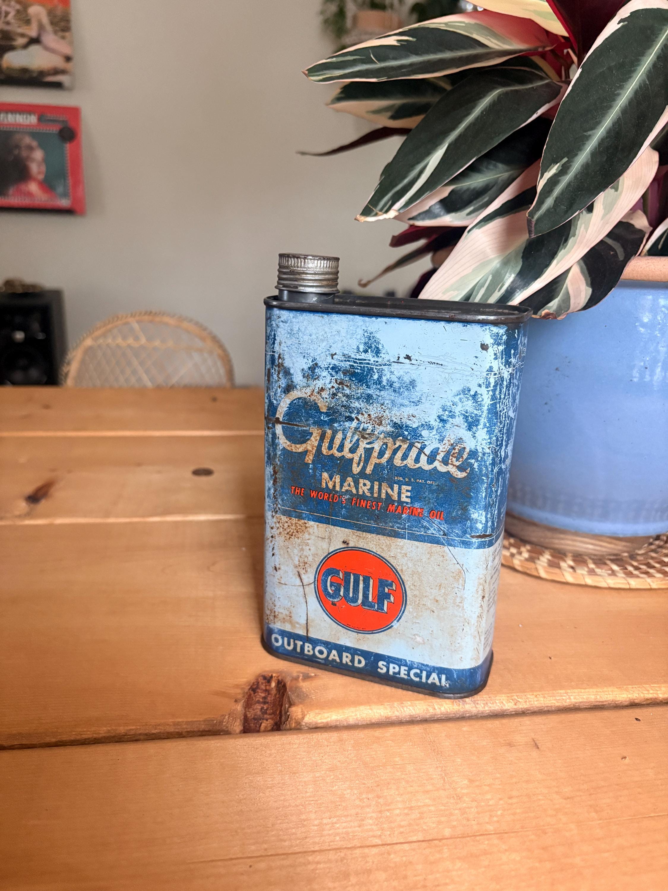 Gulf　★オイル缶＆キーリング／Vintage／アメリカ／OIL／GAS 美術品・アンティーク・コレクション Gulf ☆オイル缶＆キーリング