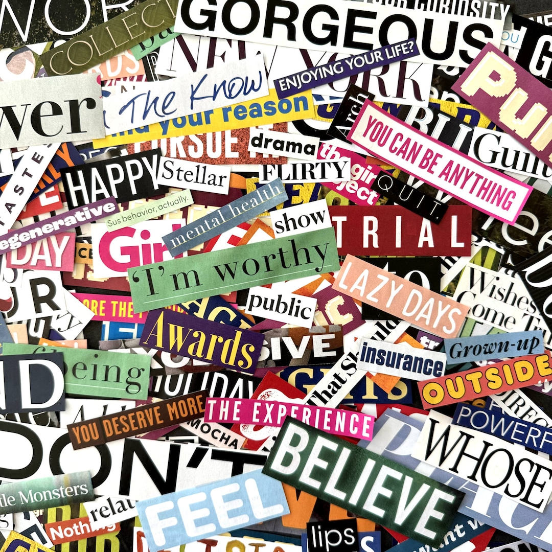 200pc Words & Phrases Magazine Clippings Junk Journal / Collage Art ...