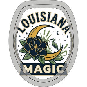 Louisiana Magic toilet three-piece set | magnolia crescent heron map design