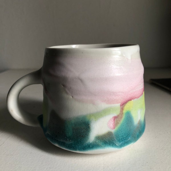 Rainbow Island Mug / Modern Porcelain / Rainbow Landscape