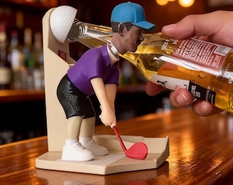 Juguete abridor de botellas con forma de jugador de golf, con soporte magnético para la tapa. Un divertido detalle para fiestas y un regalo de cumpleaños ideal para golfistas.