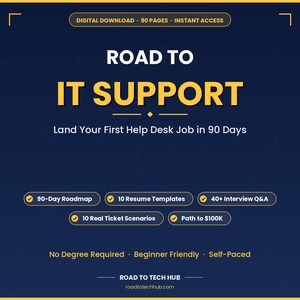 Road to IT Support Guide 2026,  Beginner IT Support Training, Resume Interview Prep, Tech Job Guide