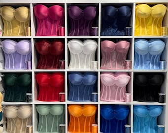 Stunning Lace Up Transparent Mesh Bustier Corset Tops. Used for dressmaking, bridal or worn on their own. we have sizes 8 - 18 in 31 Colours
