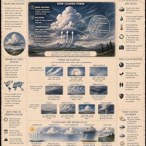 Molntyper-posterpaket, meteorologiklassrumsdekor, identifieringsdiagram (digital nedladdning)