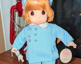 Precious Moments Clifford 12" #1467 Red Head light blue double breasted coat w/ fish shirt - Vinyl and Cloth boy Doll | Excellent Condition