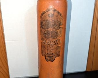 J.H. Henkes Delftshaven Hollands Geneva Ceramic stoneware jug urn container Antique gin bottle 12" - 1 quart and 6 fluid ounces