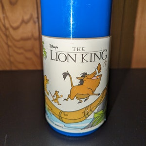 Vintage Walt Disney The Lion King Blue Cup Thermos by Aladdin Lunch Picnic Simba Pumba Timon