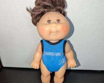 Cabbage Patch Doll 7.5" Vinyl 1995 Blue Bathing Suit Brown hair, brown eyes, light skin