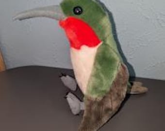 Wild Republic 2009 Ruby Throated Hummingbird Plushie Plush Toy Stuffie 10.5" tall