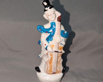 Figura de cerámica de payaso tocando el violonchelo de 18 cm, decoración del hogar, regalo