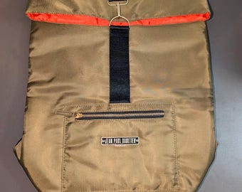 Jean Paul Gaultier Parfums Green Fold-over Backpack Men's/Unisex 17.5"