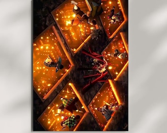 Demon Slayer Infinity Castle Fight Poster, Cinematic Anime Art Print, Wall Decor