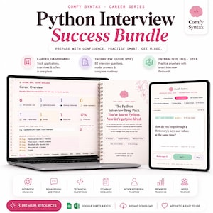 Python Interview Success Bundle | Career Dashboard, Interview Prep Guide PDF, Interactive Drill Deck (Digital Download)