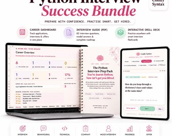 Python Interview Success Bundle | Career Dashboard, Prep Guide PDF (Digital Download)