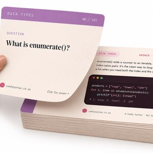 Python Coding Flashcards | 105 Syntax Study Cards, Beginner Revision Deck (Digital Download) image 10
