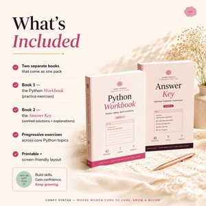 Python Workbook & Lösungsschlüssel | Druckbare Programmier-Übungen für Anfänger | Frauen die Coden Bild 2