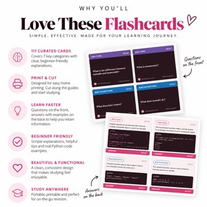 Python Coding Flashcards | 117 Syntax Study Cards, Beginner Revision Deck (Digital Download) image 2