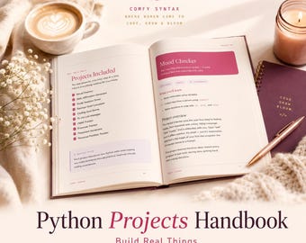 Beginner Python Projects Handbook | Printable PDF Coding Guide | Programming Portfolio Workbook