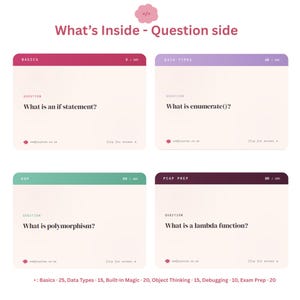 Python Coding Flashcards | 105 Syntax Study Cards, Beginner Revision Deck (Digital Download) 画像 3