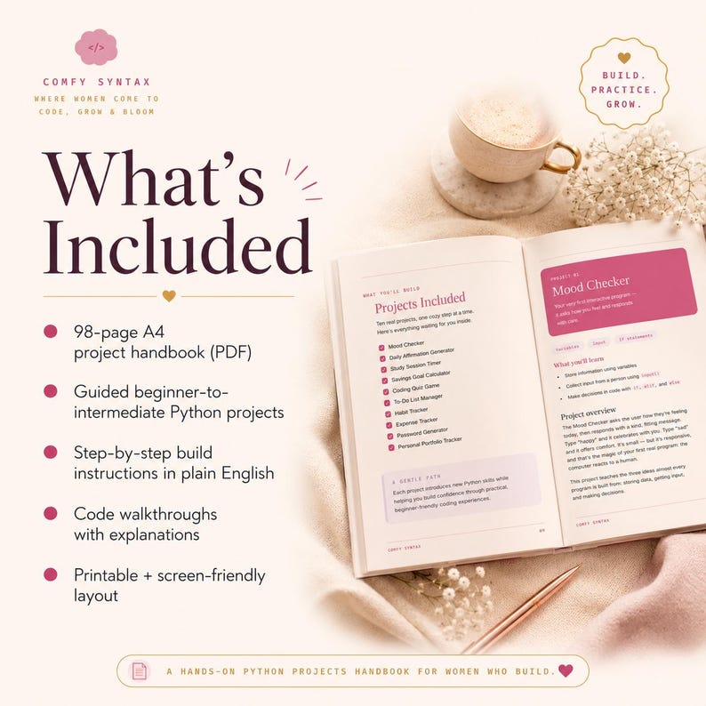 Beginner Python Projects Handbook | Printable PDF Coding Guide | Programming Portfolio Workbook image 2