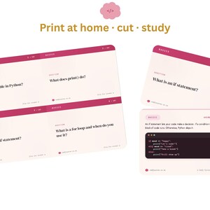 Python Coding Flashcards | 105 Syntax Study Cards, Beginner Revision Deck (Digital Download) 画像 9