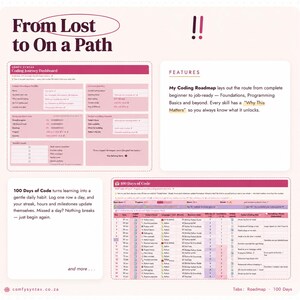 Coding Planner | 100 Days Habit Tracker | Excel Google Sheets (Digital Download) immagine 4