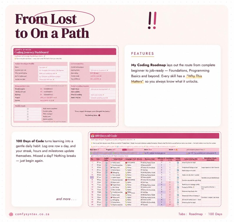 Coding Planner | 100 Days Habit Tracker | Excel Google Sheets (Digital Download) immagine 4