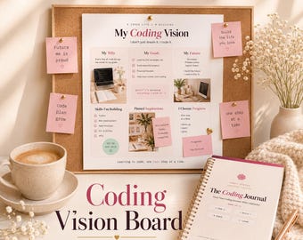 Coding Vision Board Printable | Developer Goals, Women in Tech Motivation | Printable PDF