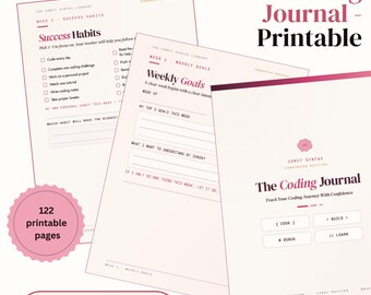 Coding Journal A5 Planner | Daily Logs, Habit Tracker, Reflection Prompts (Digital Download)