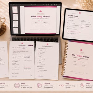Coding Journal for Women | Python Study Planner, Goal Tracker (Printable PDF) image 7