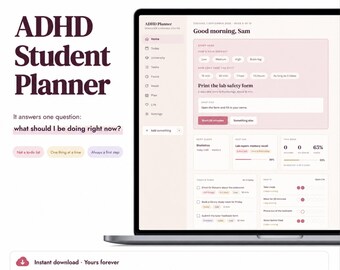 ADHD Student Planner | Offline Semester Organizer & Grade Tracker (Instant Download)