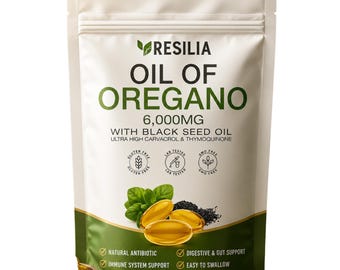Oil of Oregano 6000mg, Black Seed Oil Softgels, Natural Immune Support Supplement, High Carvacrol