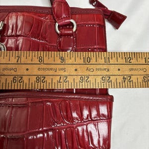 Vintage Brighton Penelope Bucket Shoulder Bag Croc Embossed Red Leather Purse image 8